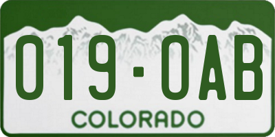 CO license plate 019OAB