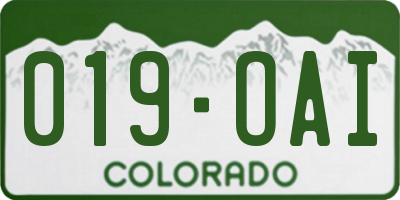 CO license plate 019OAI