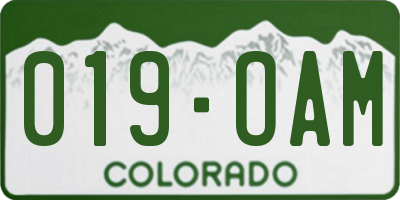 CO license plate 019OAM