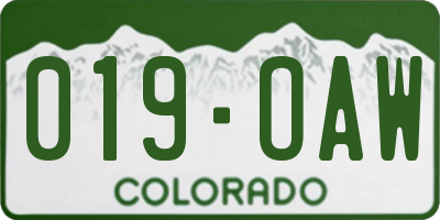 CO license plate 019OAW