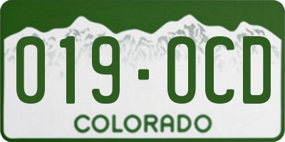 CO license plate 019OCD