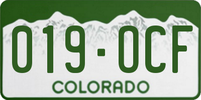 CO license plate 019OCF