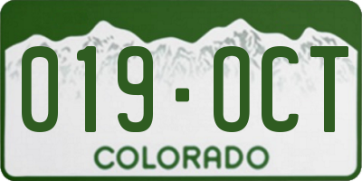 CO license plate 019OCT
