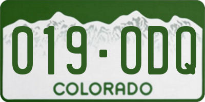 CO license plate 019ODQ