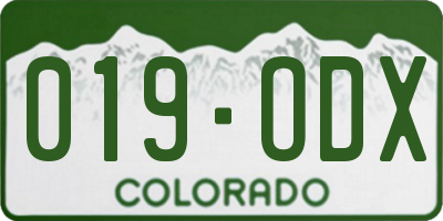 CO license plate 019ODX