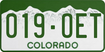 CO license plate 019OET