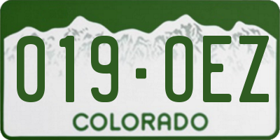 CO license plate 019OEZ