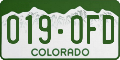 CO license plate 019OFD