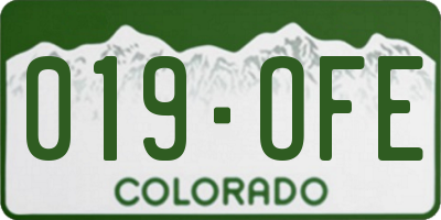 CO license plate 019OFE