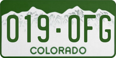 CO license plate 019OFG