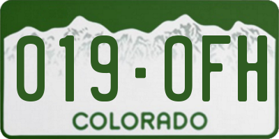 CO license plate 019OFH