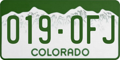 CO license plate 019OFJ
