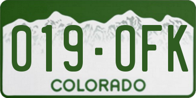 CO license plate 019OFK