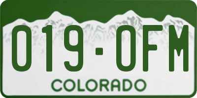 CO license plate 019OFM