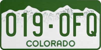 CO license plate 019OFQ