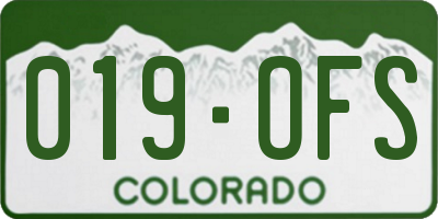CO license plate 019OFS