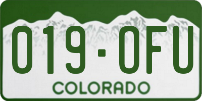 CO license plate 019OFU