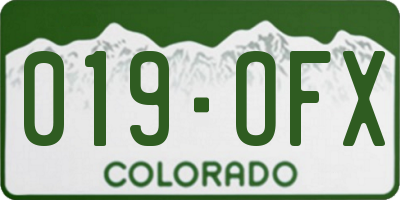 CO license plate 019OFX