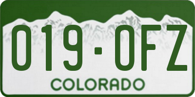 CO license plate 019OFZ