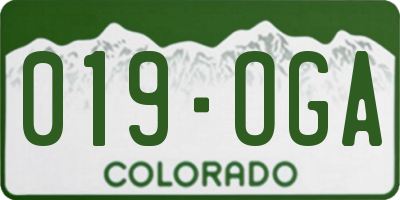 CO license plate 019OGA