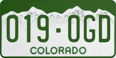CO license plate 019OGD