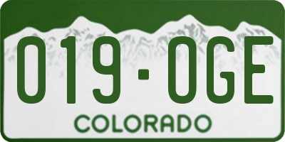 CO license plate 019OGE