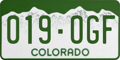 CO license plate 019OGF