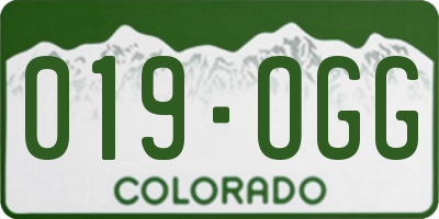 CO license plate 019OGG