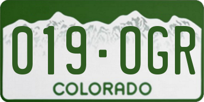 CO license plate 019OGR