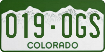 CO license plate 019OGS