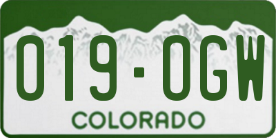 CO license plate 019OGW