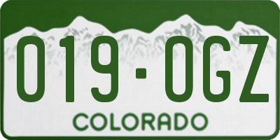 CO license plate 019OGZ