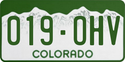 CO license plate 019OHV