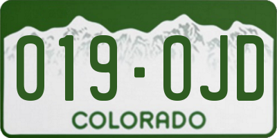 CO license plate 019OJD