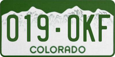 CO license plate 019OKF