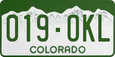 CO license plate 019OKL