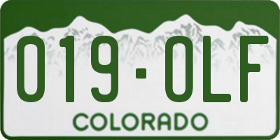 CO license plate 019OLF