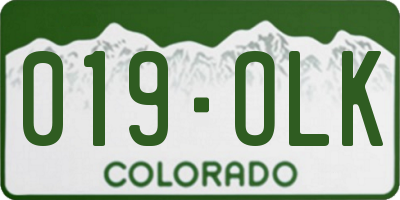 CO license plate 019OLK