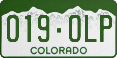 CO license plate 019OLP
