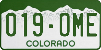 CO license plate 019OME
