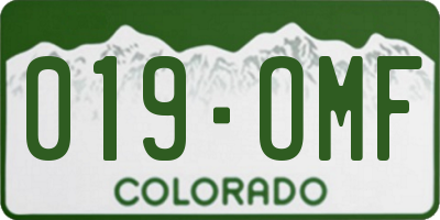 CO license plate 019OMF