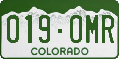 CO license plate 019OMR