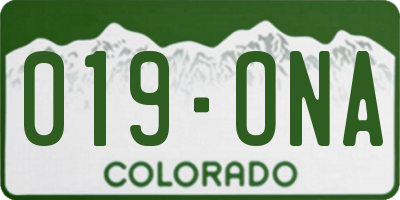 CO license plate 019ONA
