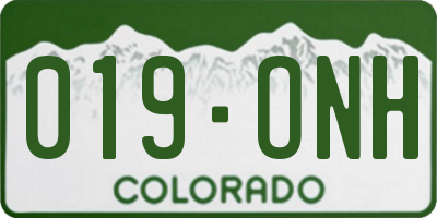 CO license plate 019ONH