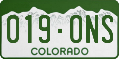 CO license plate 019ONS