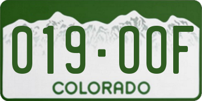CO license plate 019OOF