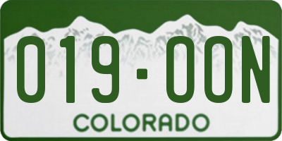 CO license plate 019OON