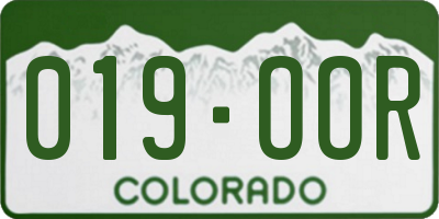 CO license plate 019OOR