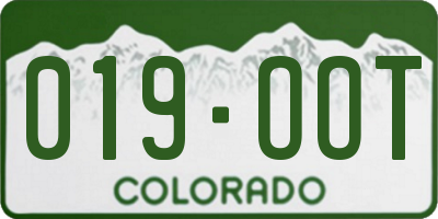 CO license plate 019OOT