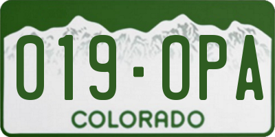 CO license plate 019OPA